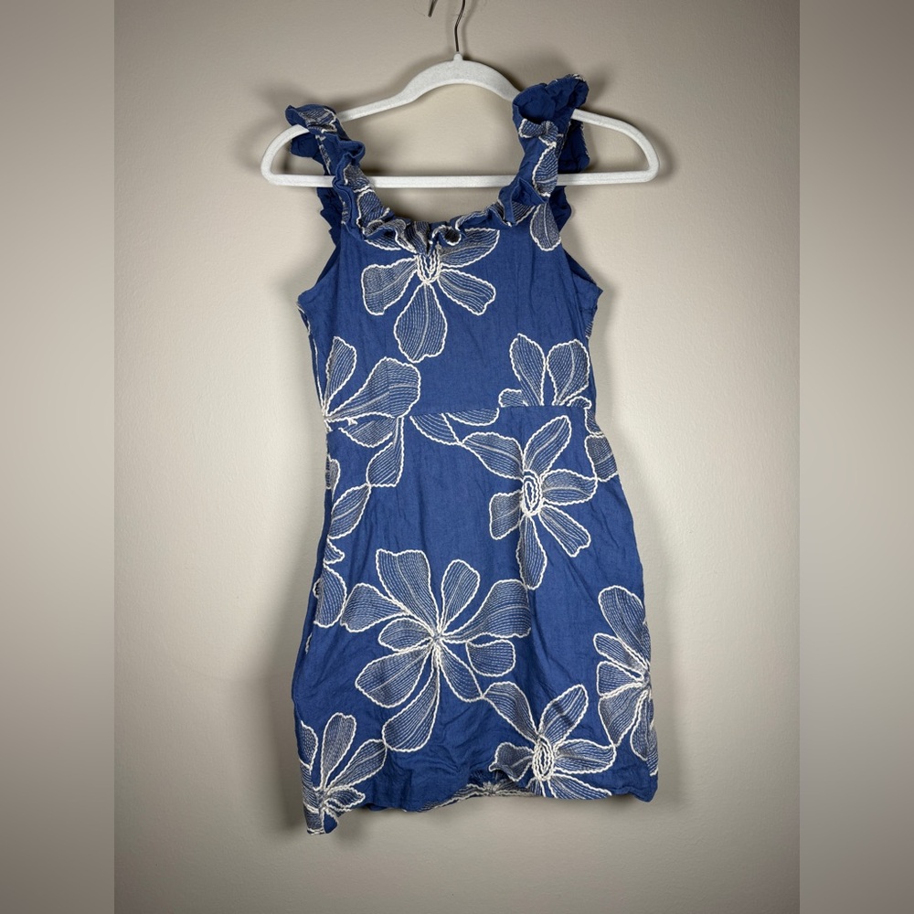 LOFT Floral Embroidered Ruffle Neck Mini Dress - Picture 10 of 12